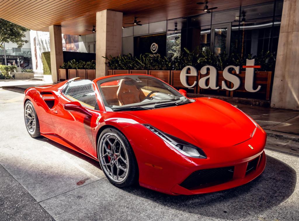Representative red Ferrari-style sports car for Los Angeles rental planning