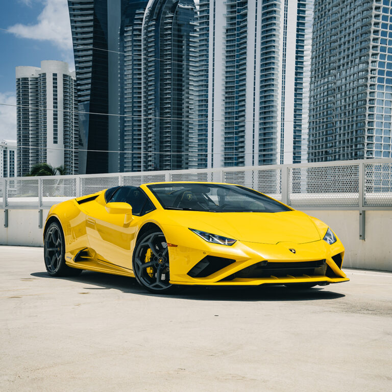 Representative yellow exotic sports car for Los Angeles rental planning